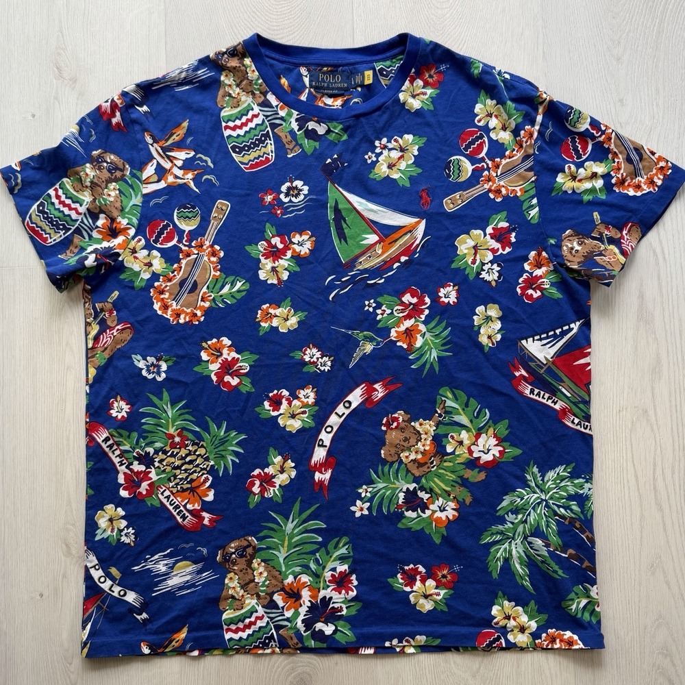 Polo Ralph Lauren Sailing Bear Overprinted T-shirt sz Large